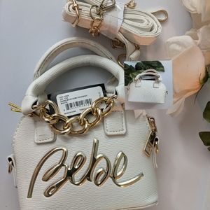 Bebe Dome White Gianna Micro Dome Crossbody Bag